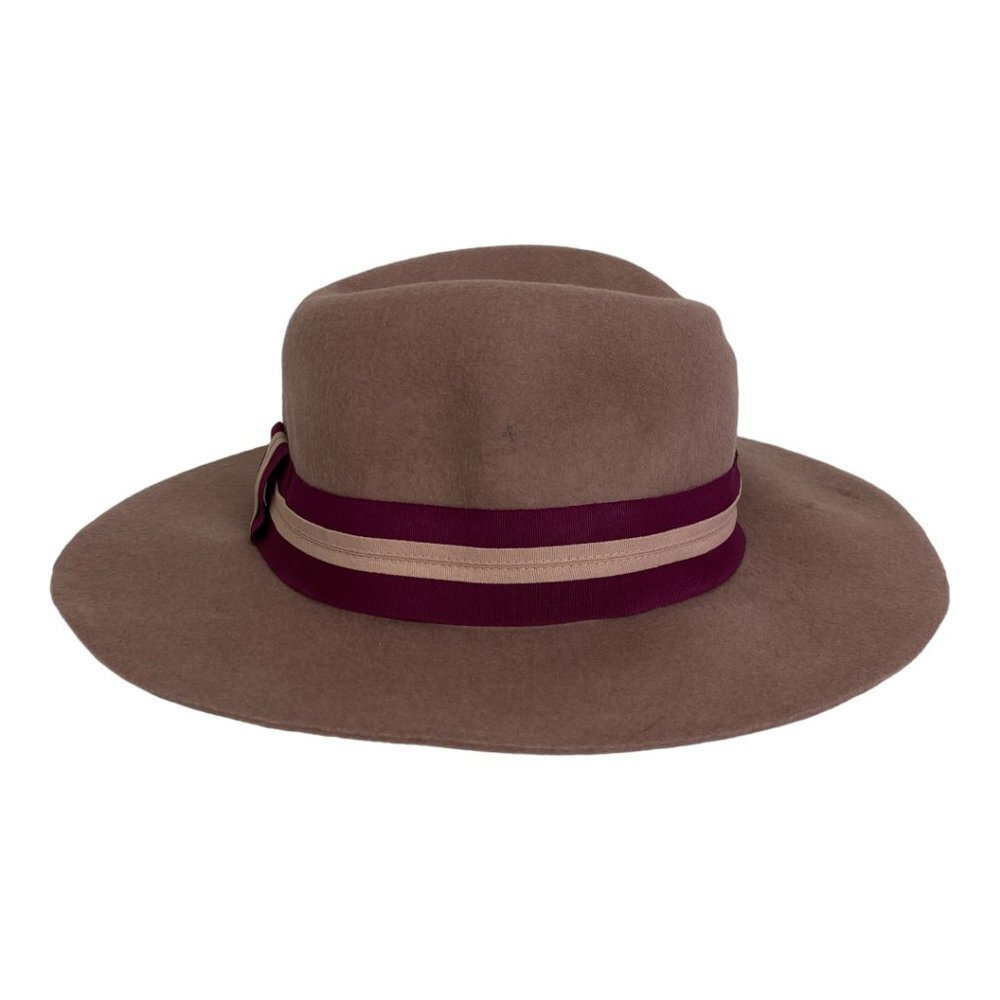 Nordstrom 100% Wool Felt Fedora Hat Rose Pink Adjustable Ribbon Felted Wide Brim